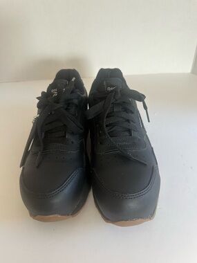 Reebok Black Leather Low-Top Sneakers with Gum Sole